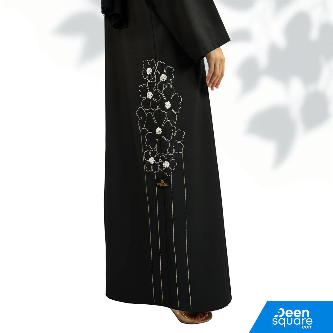 Elegant Embroidered Abaya - Black
