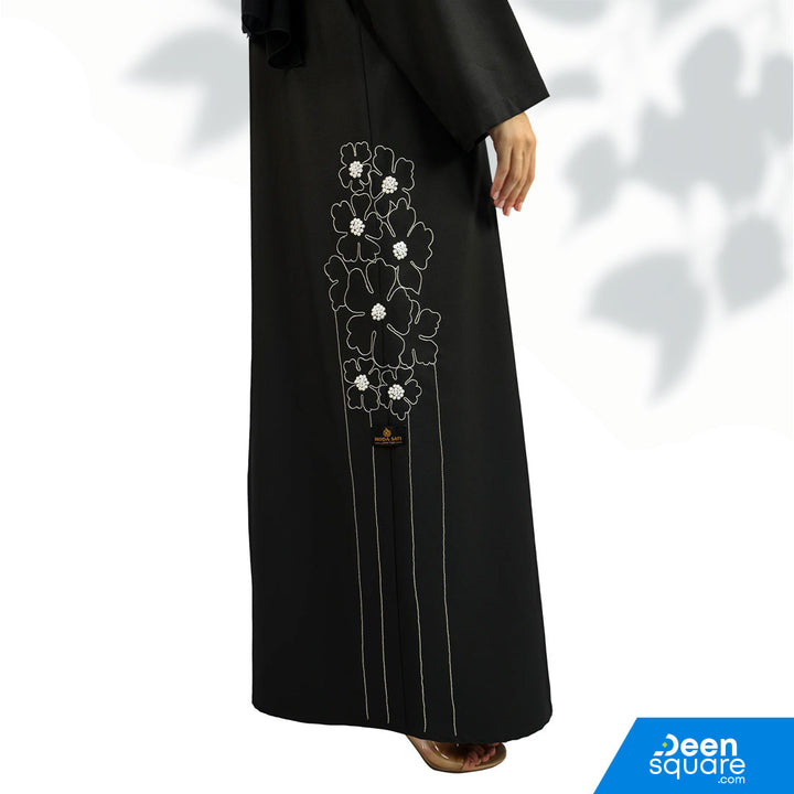 Elegant Embroidered Abaya - Black