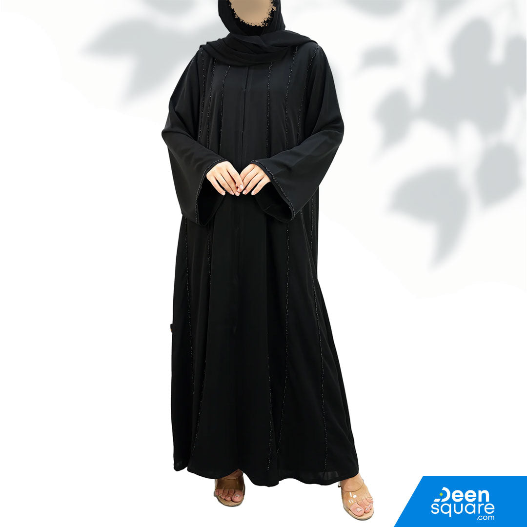 Elegant Handwork With Beads Abaya - Black (Nida)