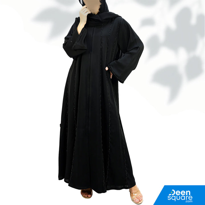 Elegant Handwork With Beads Abaya - Black (Nida)