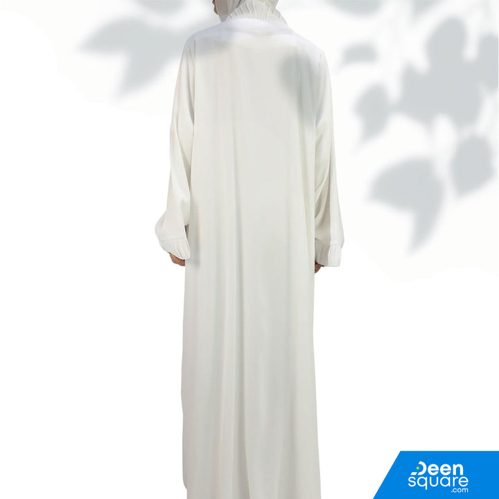 Classic Pleated Front And Sleeve Abaya - White