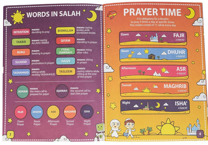 Interactive Prayer Mat - Learn to Pray - Kids Version - My Salah Mat (Blue and Pink Color) with Salah Translation
