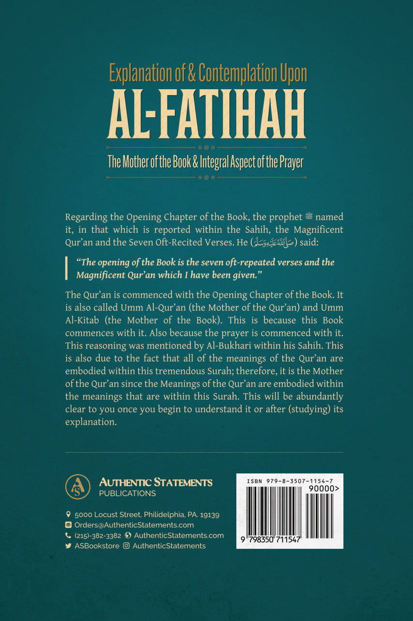 EXPLANATION OF & CONTEMPLATION UPON AL-FATIHAH