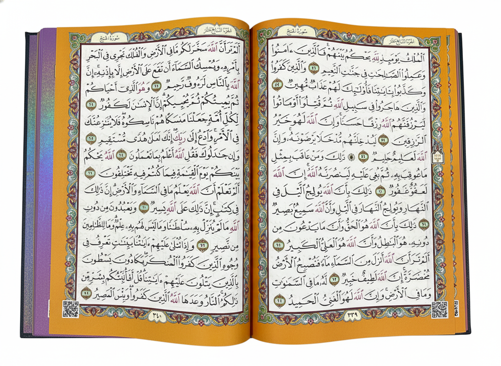 مصحف جوامعي ألوان الطيف – غلاف صلب كحلي | Jam’ie Quran – Rainbow Colors – Navy Blue Hardcover (35x25 cm) inside page