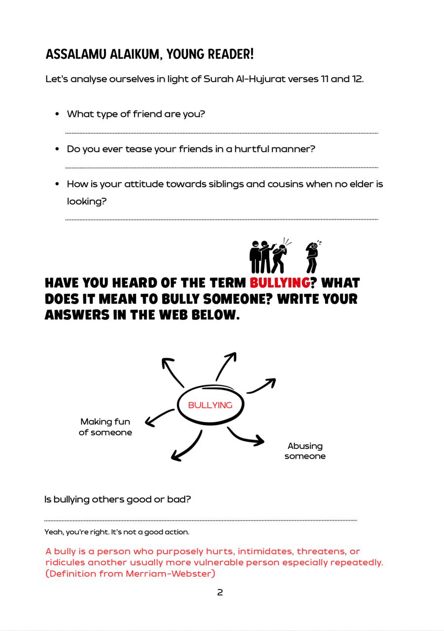 Living by the Quran Workbook – In the light of Surah Al-Hujurat inside pages 3