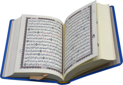 A beautifully printed Uthmani script Qur'an in a compact 10x14 cm size, featuring high-quality Shamwa pages for smooth reading and a durable Flexi cover that makes it perfect for daily use or travel.