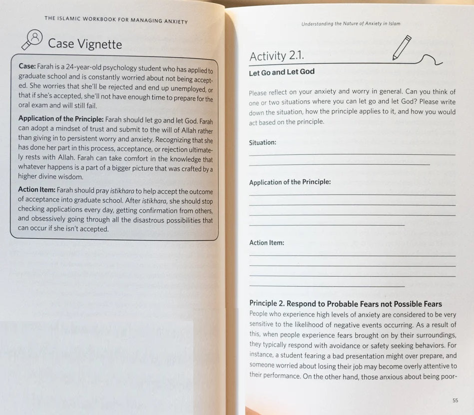 The Islamic Workbook for Managing Anxiety inside pages claritas dubai