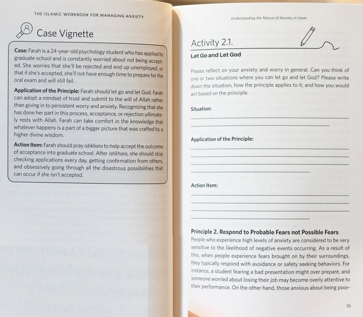 The Islamic Workbook for Managing Anxiety inside pages claritas dubai