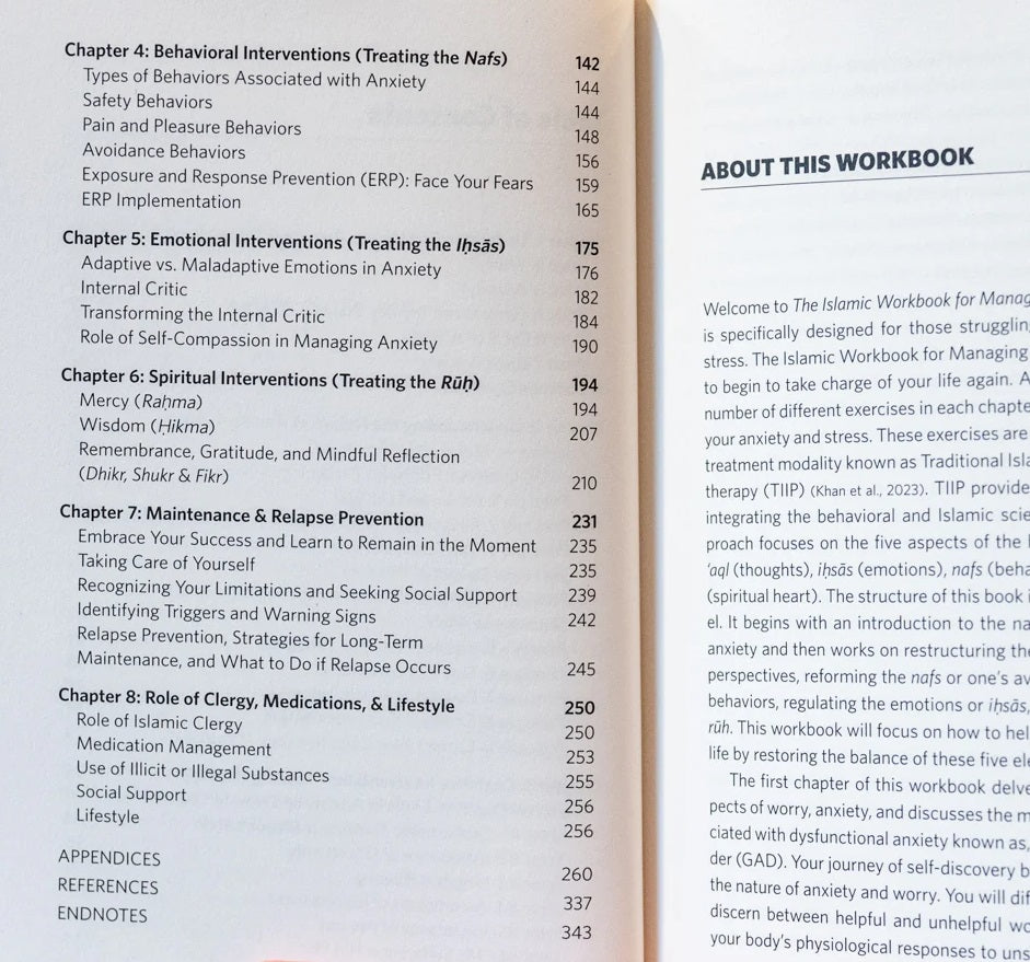 The Islamic Workbook for Managing Anxiety table of contents 2