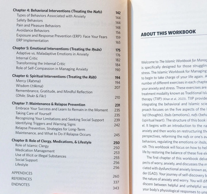 The Islamic Workbook for Managing Anxiety table of contents 2