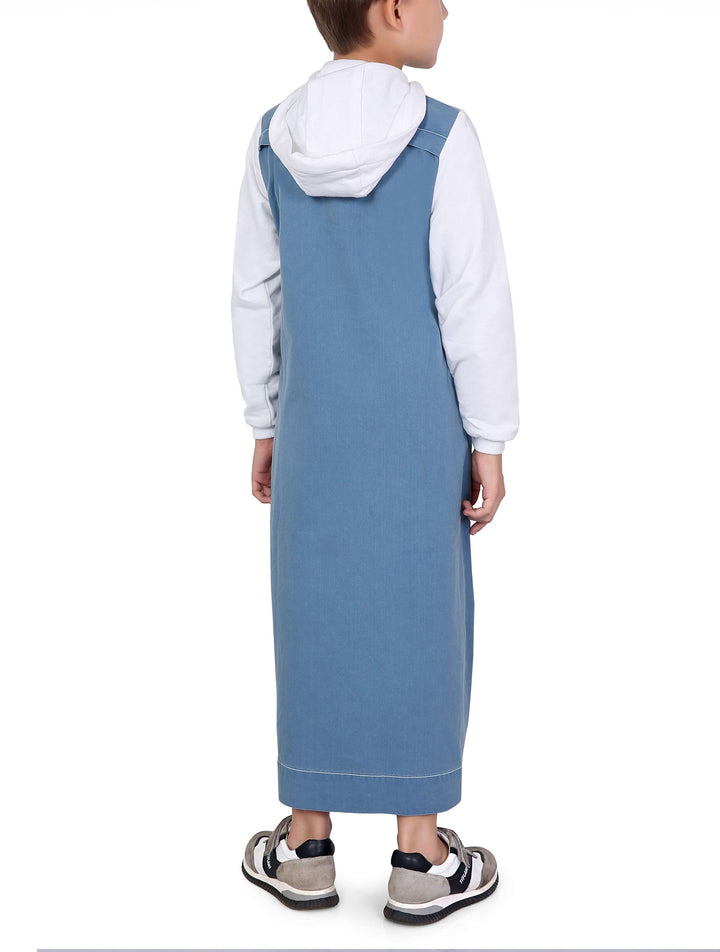 كندورة بغطاء للرأس من قماش الدنيم من ماشرو كروجر للأطفال والأولاد