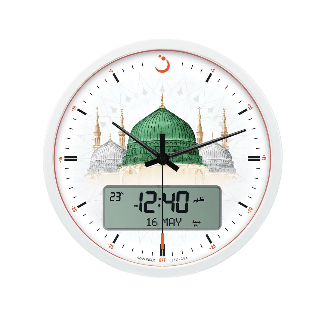 Al Fajr CR-23 Azan Wall Clock (Analog and Digital) Madinah Color