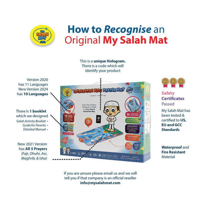 Interactive Prayer Mat - Learn to Pray - Kids Version - My Salah Mat (Blue and Pink Color) with Salah Translation