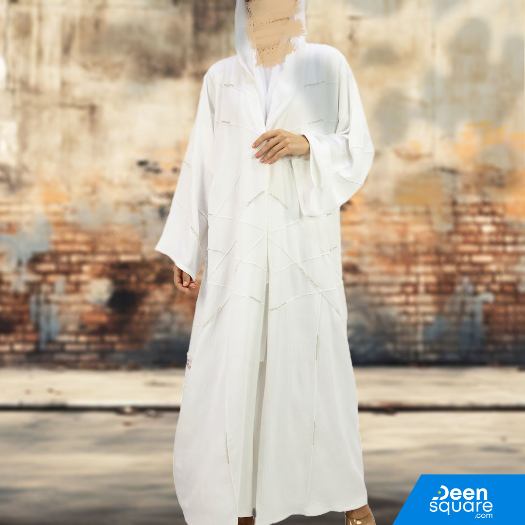 Elegant Handwork Front Open Abaya With Beads