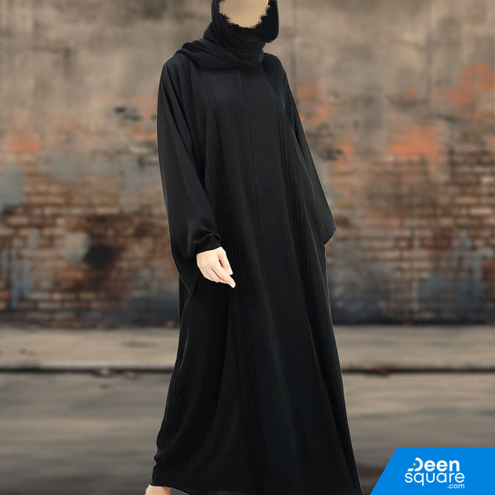 Classic Pintucks Abaya - Black