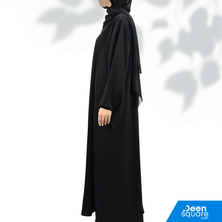 Classic Pintucks Abaya - Black