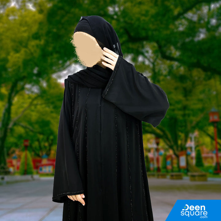 Elegant Handwork With Beads Abaya - Black (Nida)