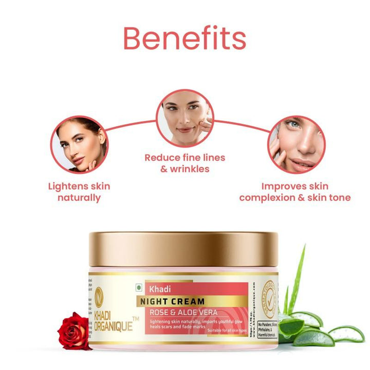 Night Cream (Rose & Aloe Vera) - Khadi Organique
