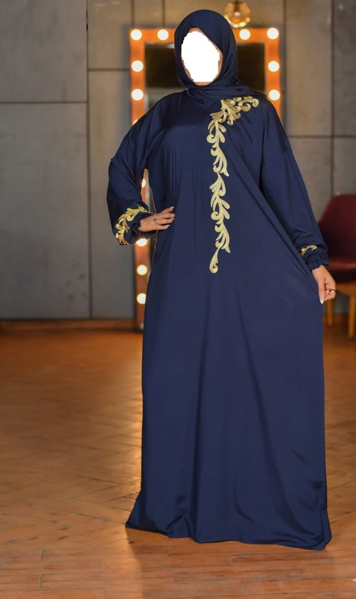 One Piece Prayer Dress with Shayla - Navy Blue (قطعة واحدة فستان صلاة مع شيلة - أزرق داكن)