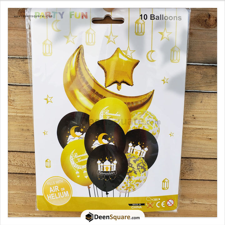 10 Piece Ramadan Mubarak Balloon Decoration Set