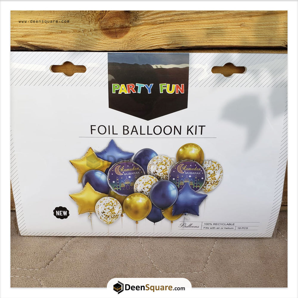 18 pc Star and Balloons Ramadan Mubarak Foil Kit for Ramadan Decorations