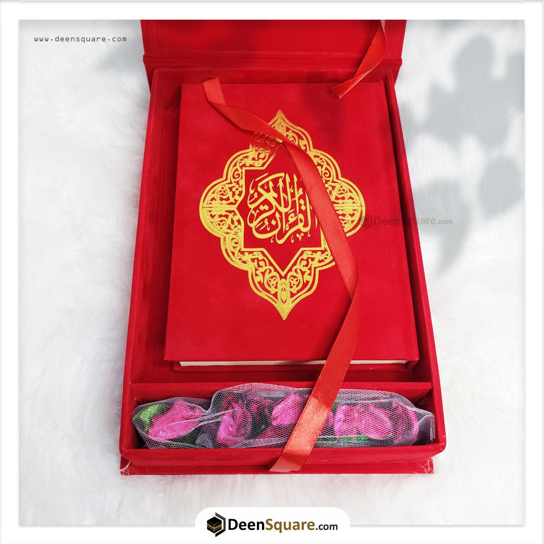 Velvet Quran with matching Velvet Quran and potpourri - Size- 14 x 20 cm