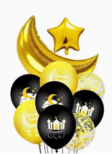 10 Piece Ramadan Mubarak Balloon Decoration Set