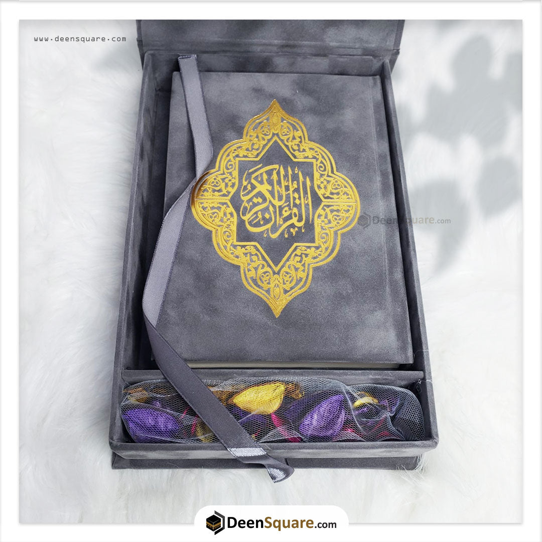 Velvet Quran with matching Velvet Quran and potpourri - Size- 14 x 20 cm