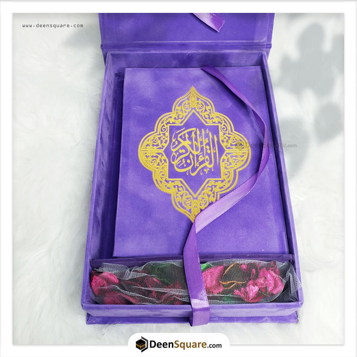 Velvet Quran with matching Velvet Quran and potpourri - Size- 14 x 20 cm