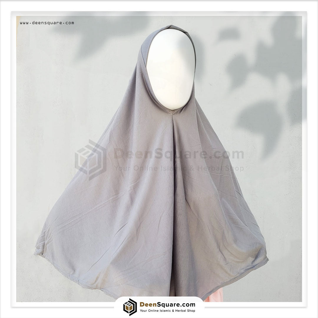Teenager prayer hijab makhna in grey