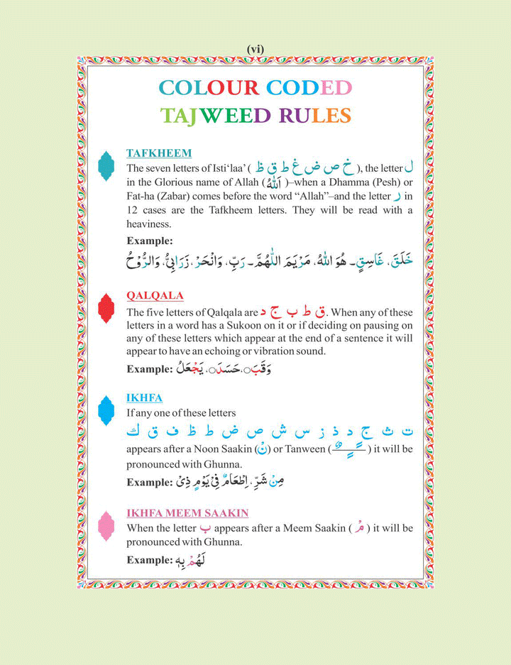 The Holy Quran Colour Coded Tajweed Rules 13 Lines Kaaba Binding 17 x 24 cm (Indo Pak Script) - Ref 3CC