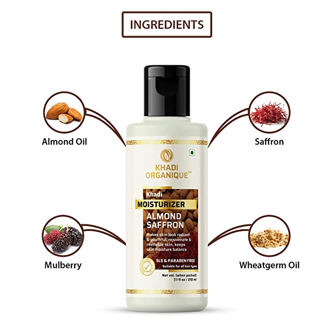 Almond Saffron Moisturizer SLS & PARABEN FREE - Khadi Organique