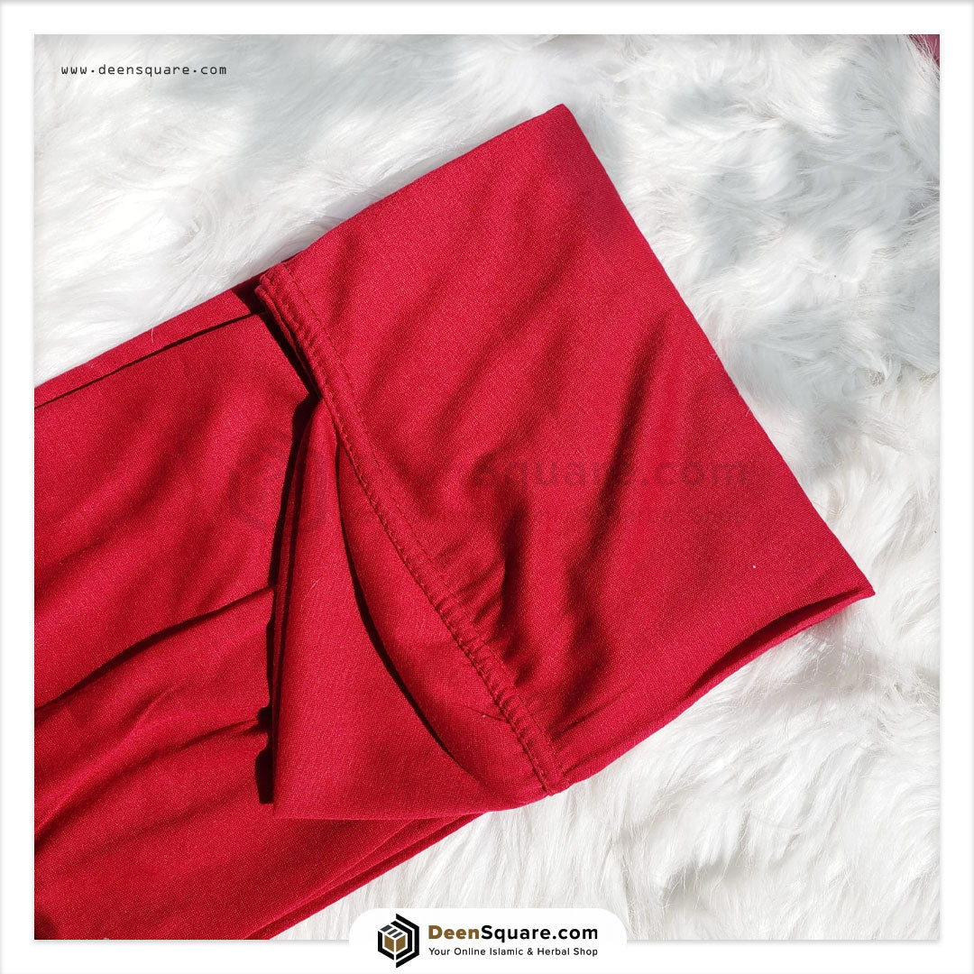 Teenager prayer hijab makhna in red