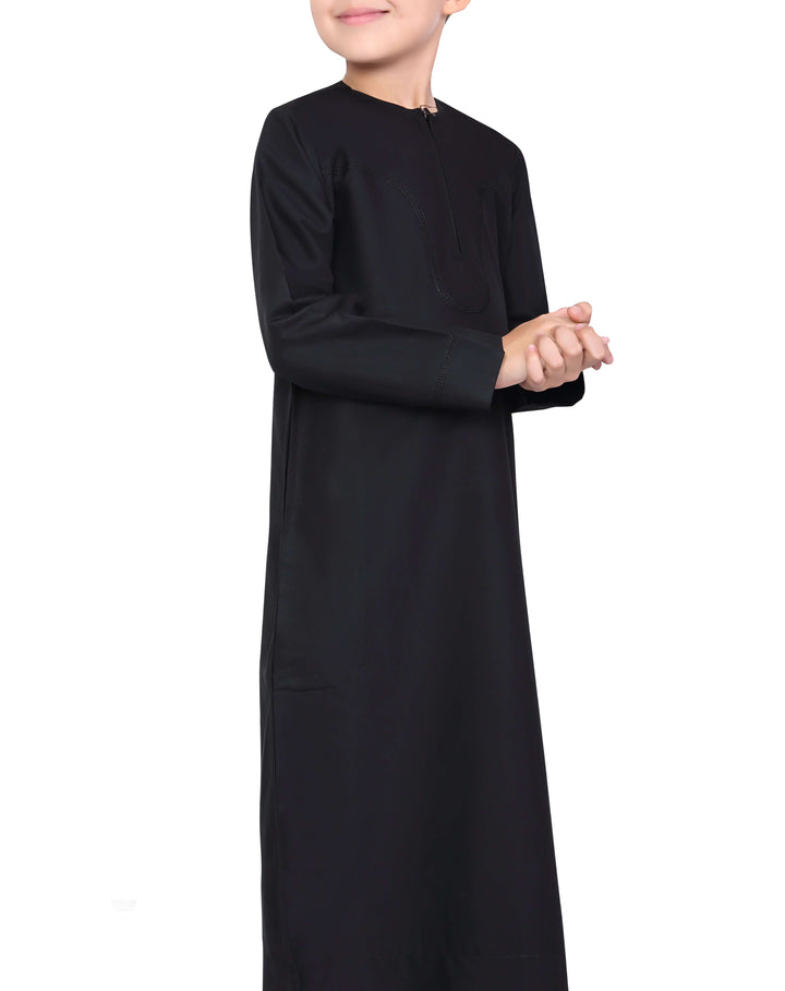 Mashroo Aplos Omani Kandoora for Kids & Boys - Black