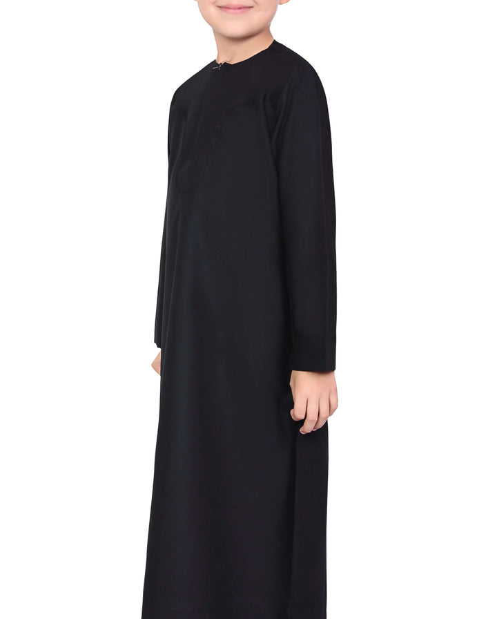 Mashroo Aplos Omani Kandoora for Kids & Boys - Black