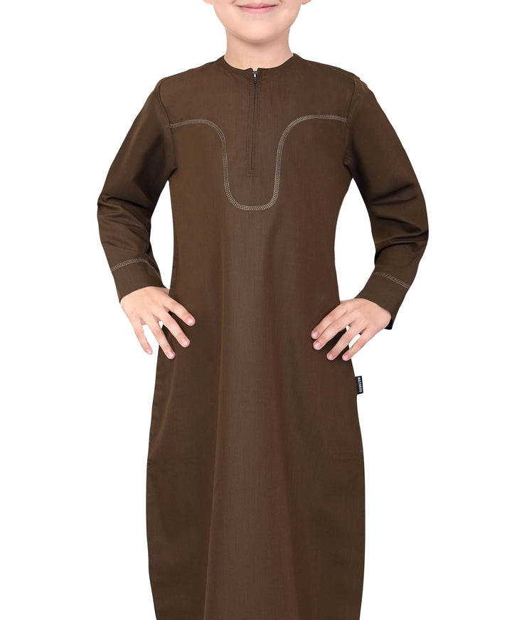 Mashroo Aplos Omani Kandoora for Kids & Boys - Brown
