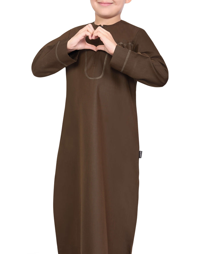 Mashroo Aplos Omani Kandoora for Kids & Boys - Brown