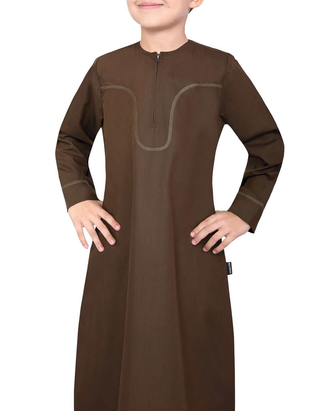 Mashroo Aplos Omani Kandoora for Kids & Boys - Brown