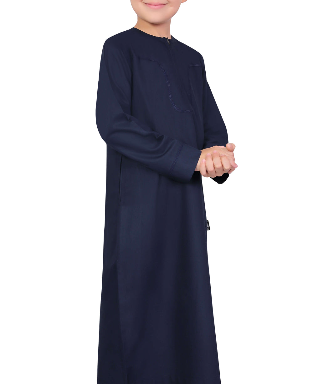 Mashroo Aplos Omani Kandoora for Kids & Boys - Navy Blue