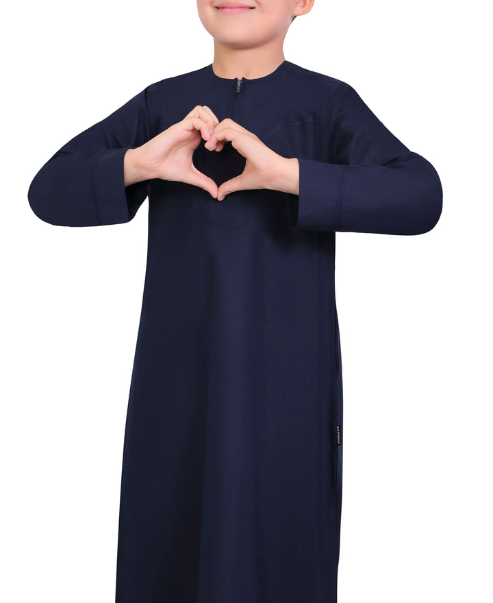 Mashroo Aplos Omani Kandoora for Kids & Boys - Navy Blue