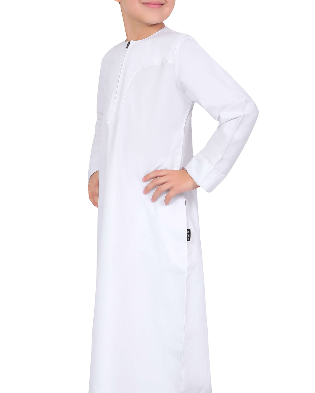 Mashroo Aplos Omani Kandoora for Kids & Boys - White