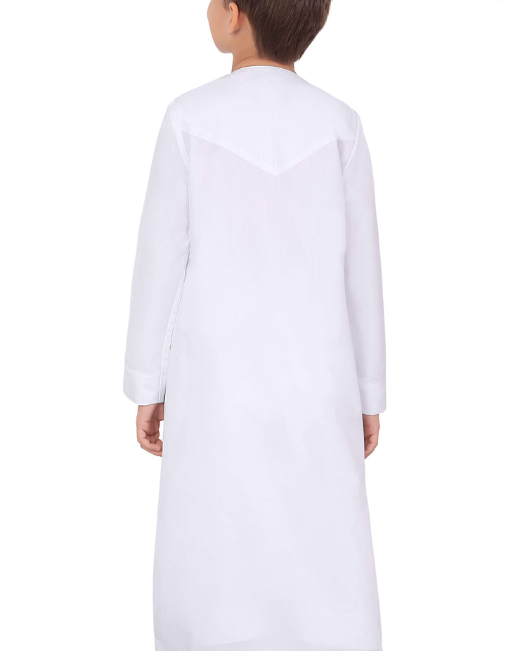Mashroo Aplos Omani Kandoora for Kids & Boys - White