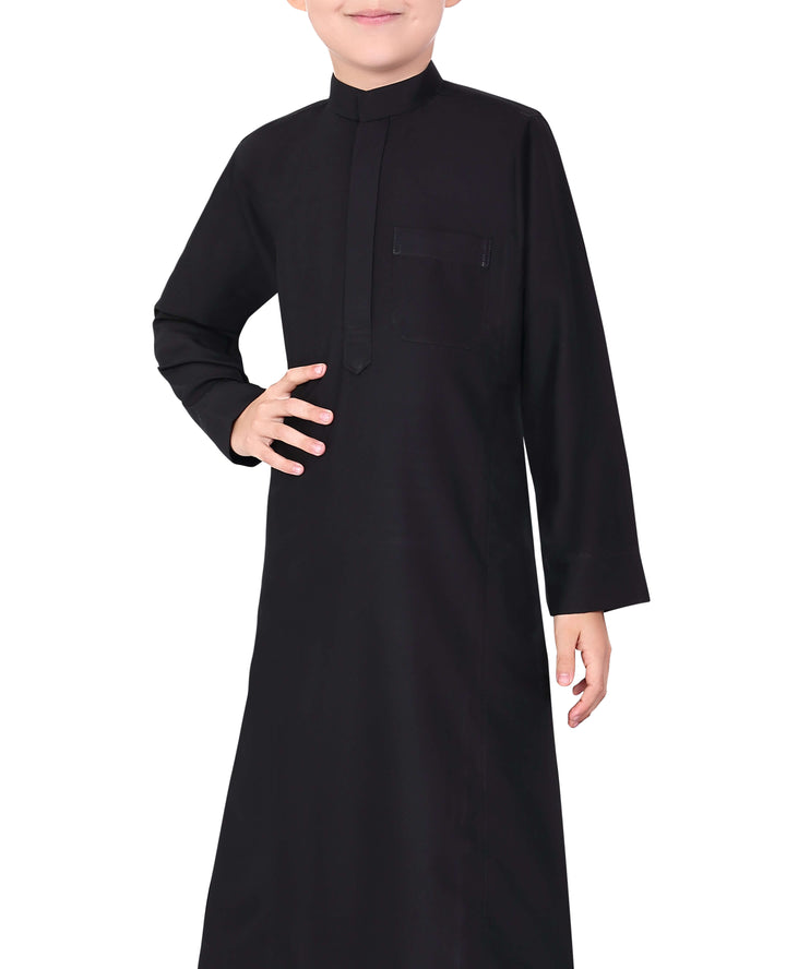 Mashroo Aplos Saudi Kandoora for Kids & Boys - Black
