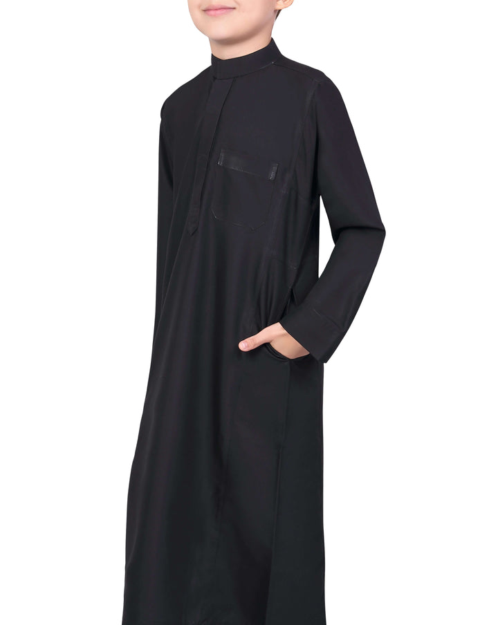 Mashroo Aplos Saudi Kandoora for Kids & Boys - Black