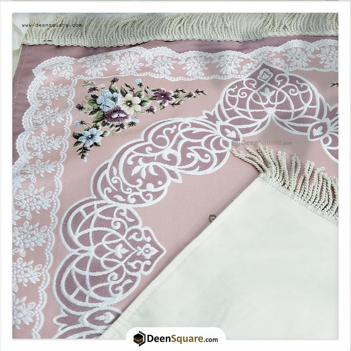 Turkish Luxury Prayer Mat & Tasbeeh for Gift - Pink (Lined)