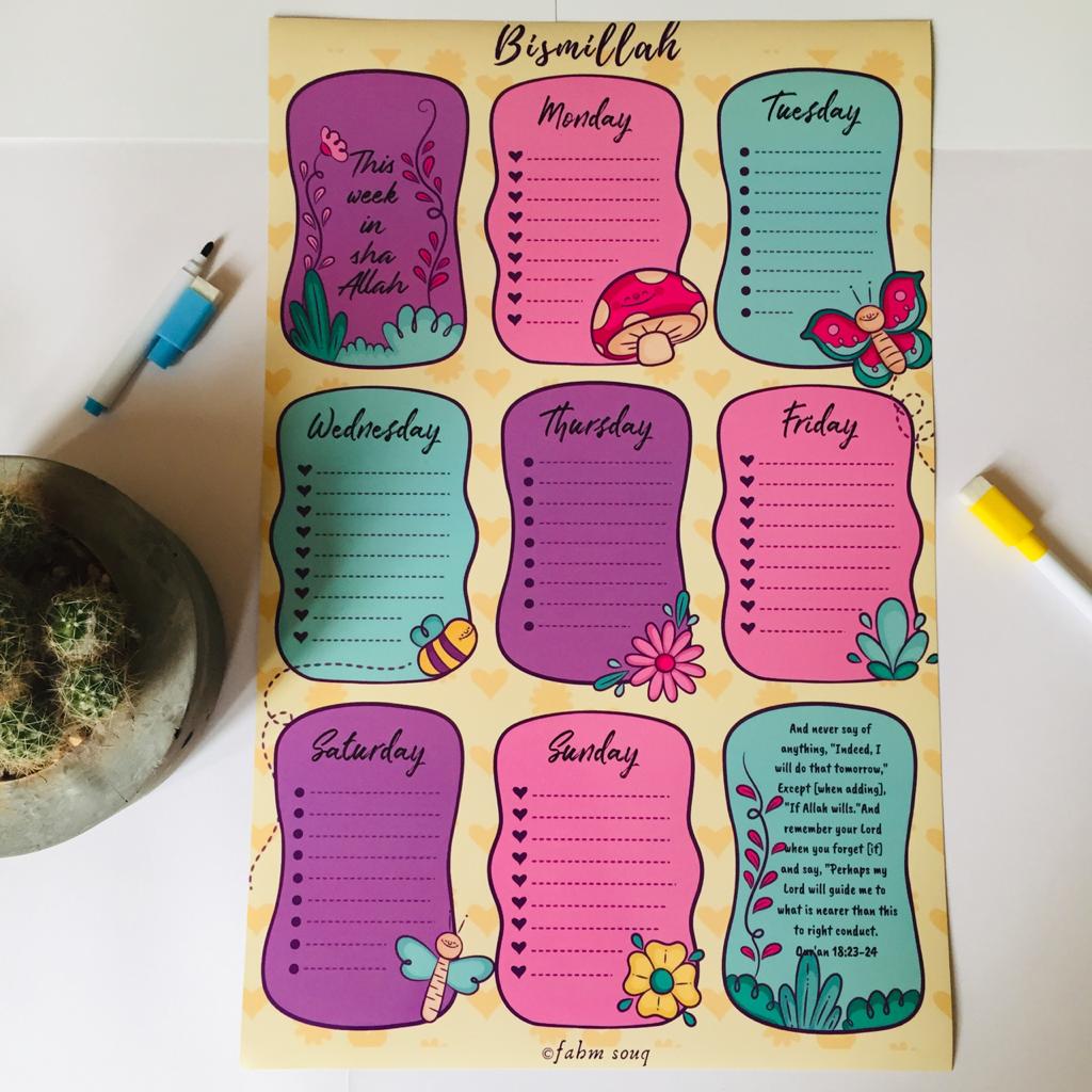 Weekly Planner - Magnetic | جدول المهام الأسبوعية للأطفال - مغناطيسي