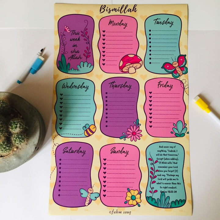 Weekly Planner - Magnetic | جدول المهام الأسبوعية للأطفال - مغناطيسي