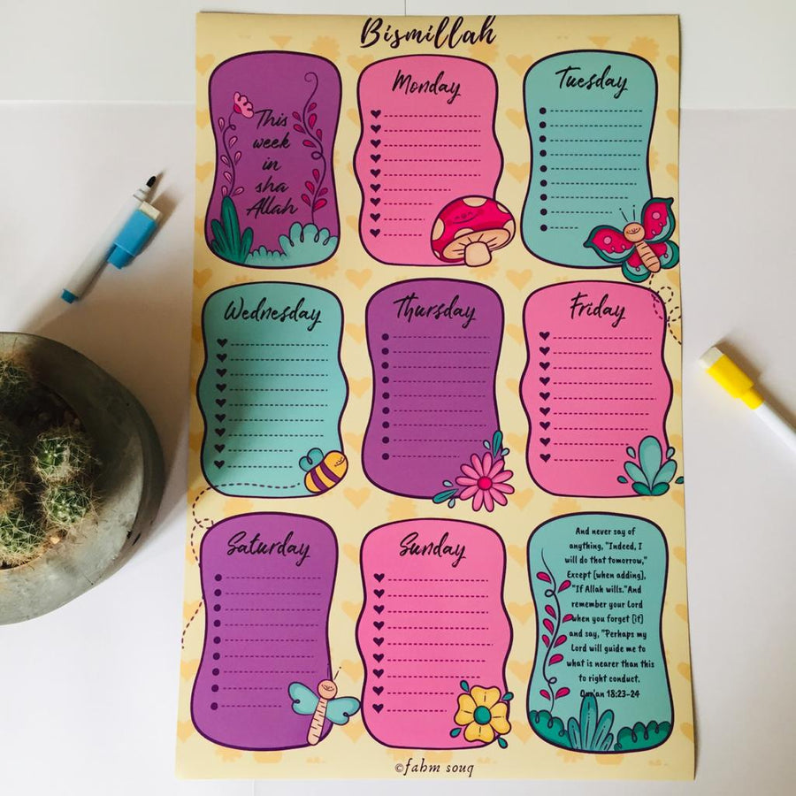 Weekly Planner - Magnetic | جدول المهام الأسبوعية للأطفال - مغناطيسي