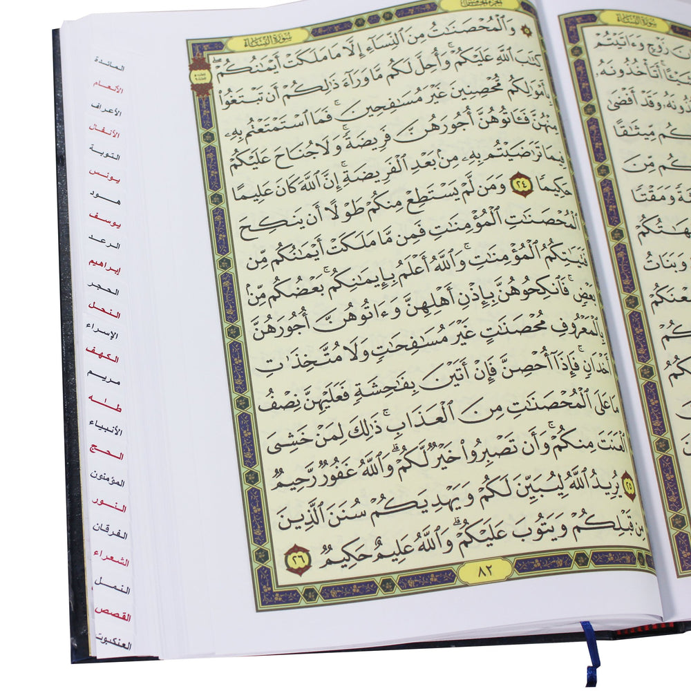 Quran WITH SURAH MARKING ON THE PAGES (25x35 cm) 4 Color - المصحف المفهرس جوامعي أبيض