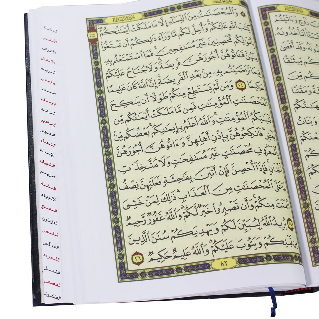 Quran WITH SURAH MARKING ON THE PAGES (25x35 cm) 4 Color - المصحف المفهرس جوامعي أبيض